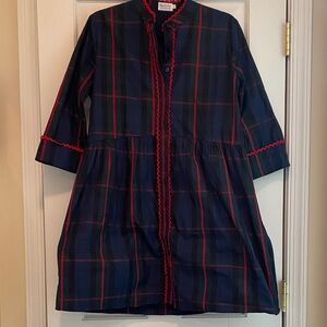 Plaid Dress with Red Accents